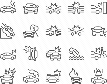 Line Car Accident Icons